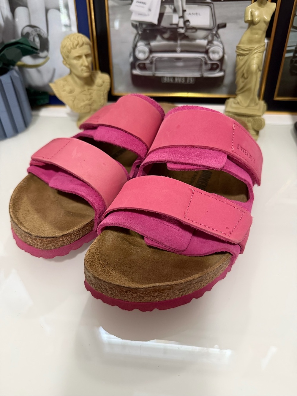 Authentic Birkenstock Pink Suede Triple-Strap Sandals. Size 40.us 9. - Picture 4 of 9